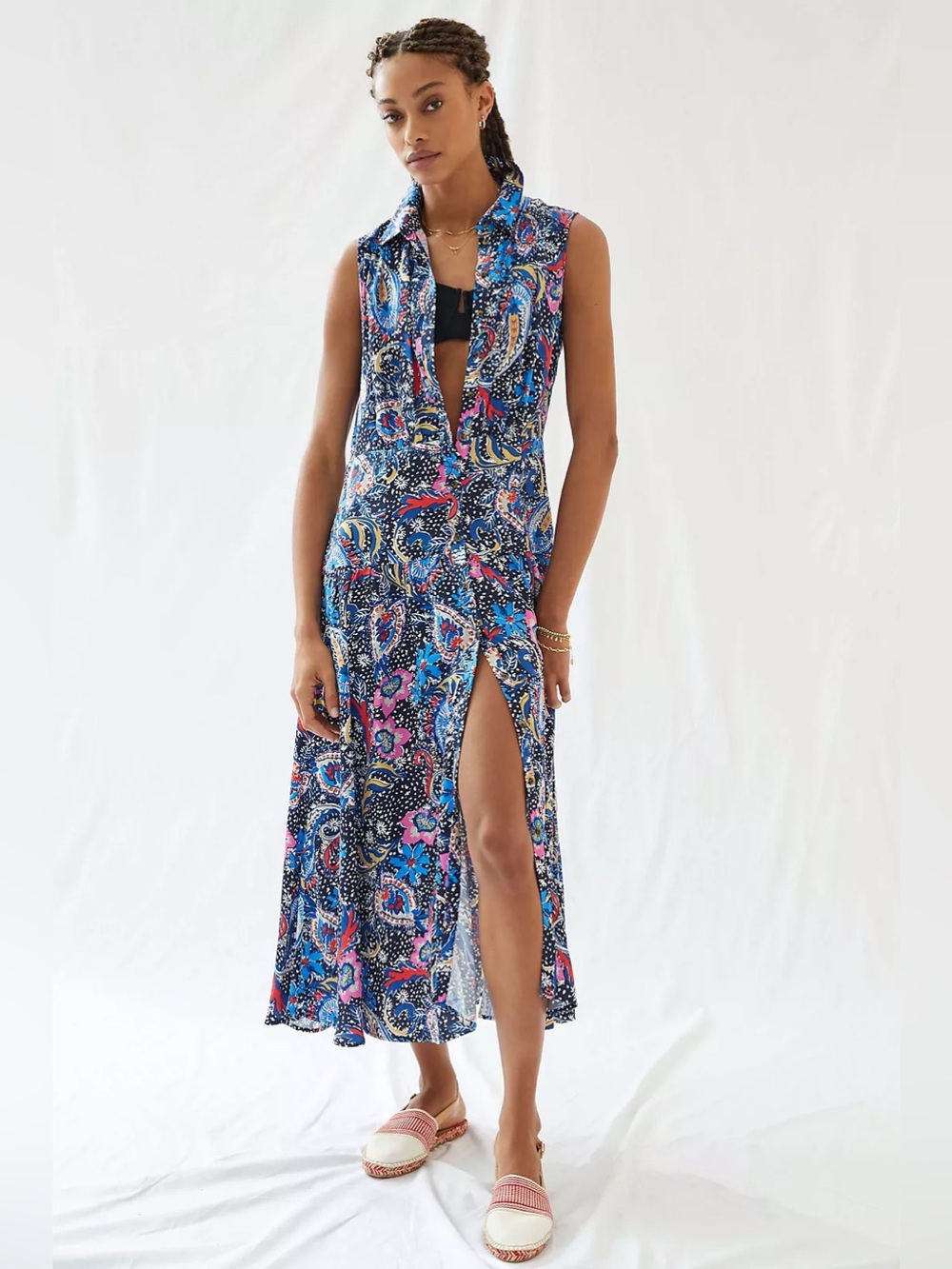 Anthropologie Maeve Whimsical Maxi Dress Paisley Floral Print Size 6